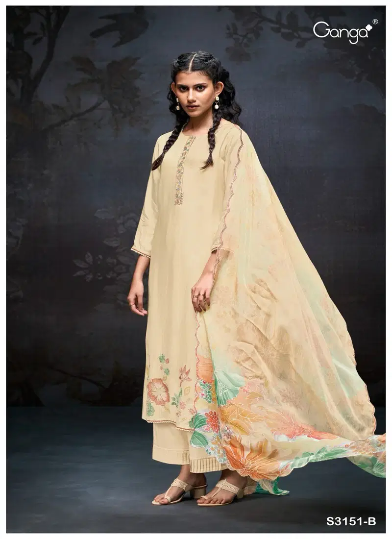Ganga Bradi Habutai Silk Embroidered Salwar Suit Collection